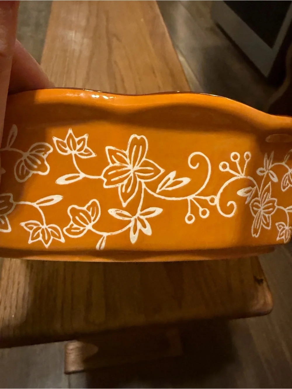 Temp-Tations Cream and Brown Floral Pie Dish